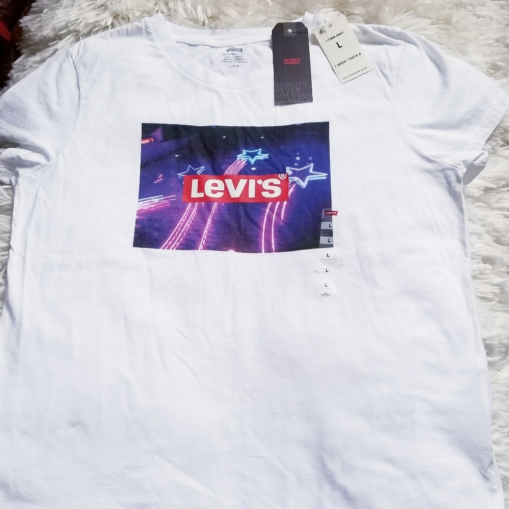 Levi's Women's White Graphic T-shirt Size L New